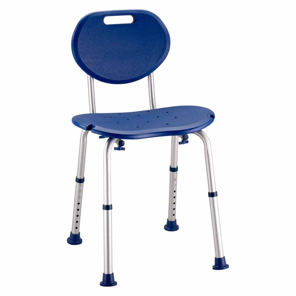 Douchestoel Ovaal | Kleur: Blauw | Met douchekophouder | Douchestoelen | In hoogte verstelbaar 34 - 52 cm | Max. gebruikersgewicht 136 kg afbeelding
