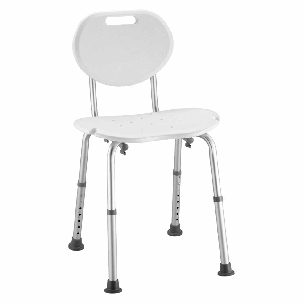 Douchestoel Ovaal | Kleur: Wit | Met douchekophouder | Douchestoelen | In hoogte verstelbaar 34 - 52 cm | Max. gebruikersgewicht 136 kg afbeelding