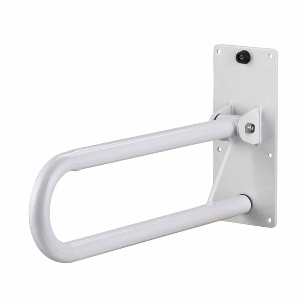 Toiletbeugel opklapbaar | Lengte: 56 cm | Kleur: Wit | Toiletsteun | Max. belasting 136 kg | Afmeting achterplaat: 30 x 12,7 cm afbeelding