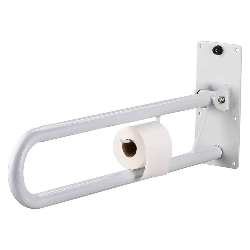 Toiletbeugel opklapbaar 76 cm met toiletrolhouder, Wit afbeelding