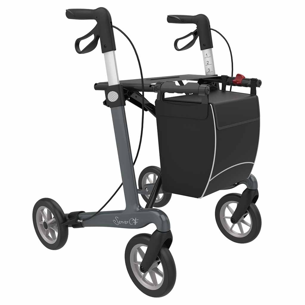 Server CF carbon ultralichtgewicht rollator | Gewicht: 5,4 kg | Kleur: Antraciet | Soft banden | Large (standaard) 165 - 200 cm | Rehasense afbeelding