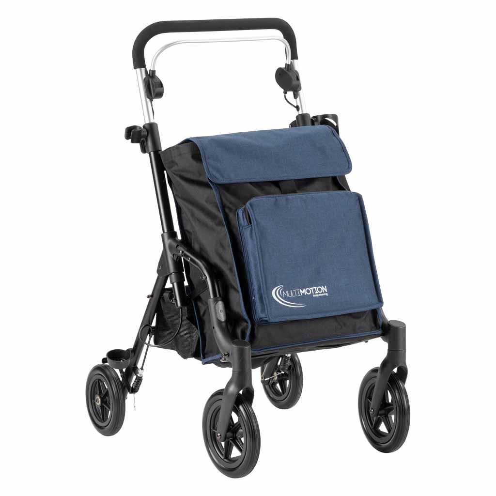 MultiMotion Shopper rollator met grote tas | Kleur: Blauw | Boodschappentrolley | Lichtgewicht rollator | Inklapbaar afbeelding