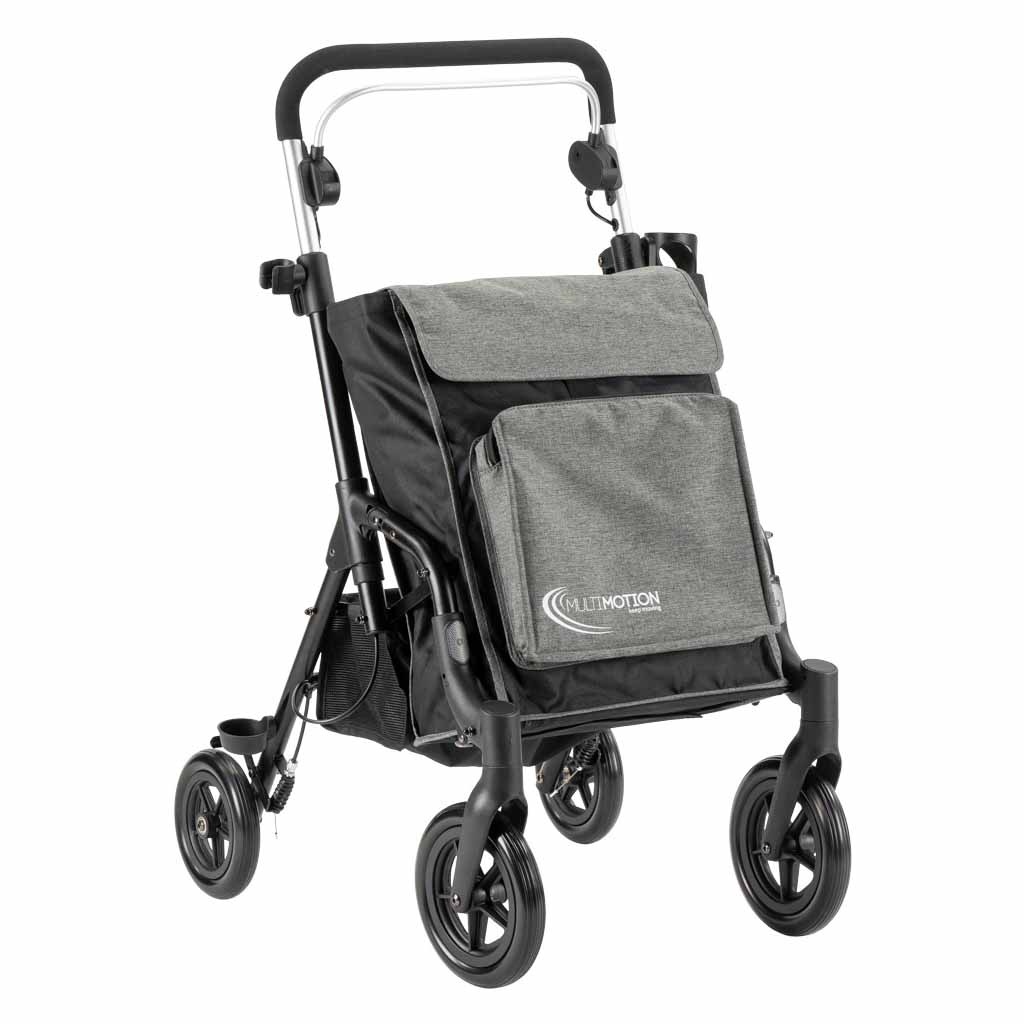 MultiMotion Shopper rollator met grote tas | Kleur: Grijs | Boodschappentrolley | Lichtgewicht rollator | Inklapbaar afbeelding