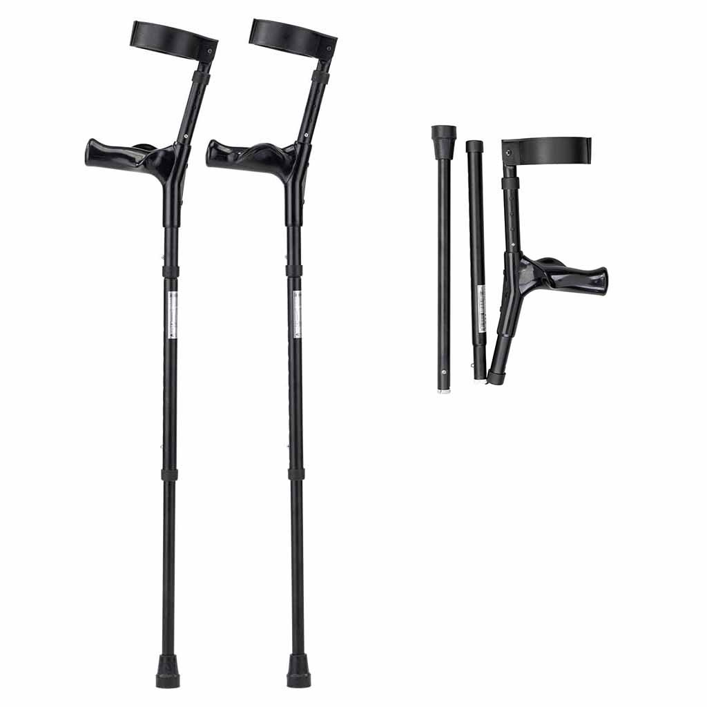 Opvouwbare elleboogkrukken - gesloten manchet | Kies uw kleur : Zwart | MultiMotion afbeelding