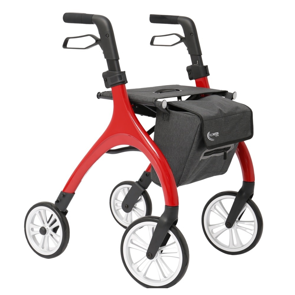 Curve lichtgewicht rollator met softwielen | Kies uw kleur : Rood | MultiMotion afbeelding