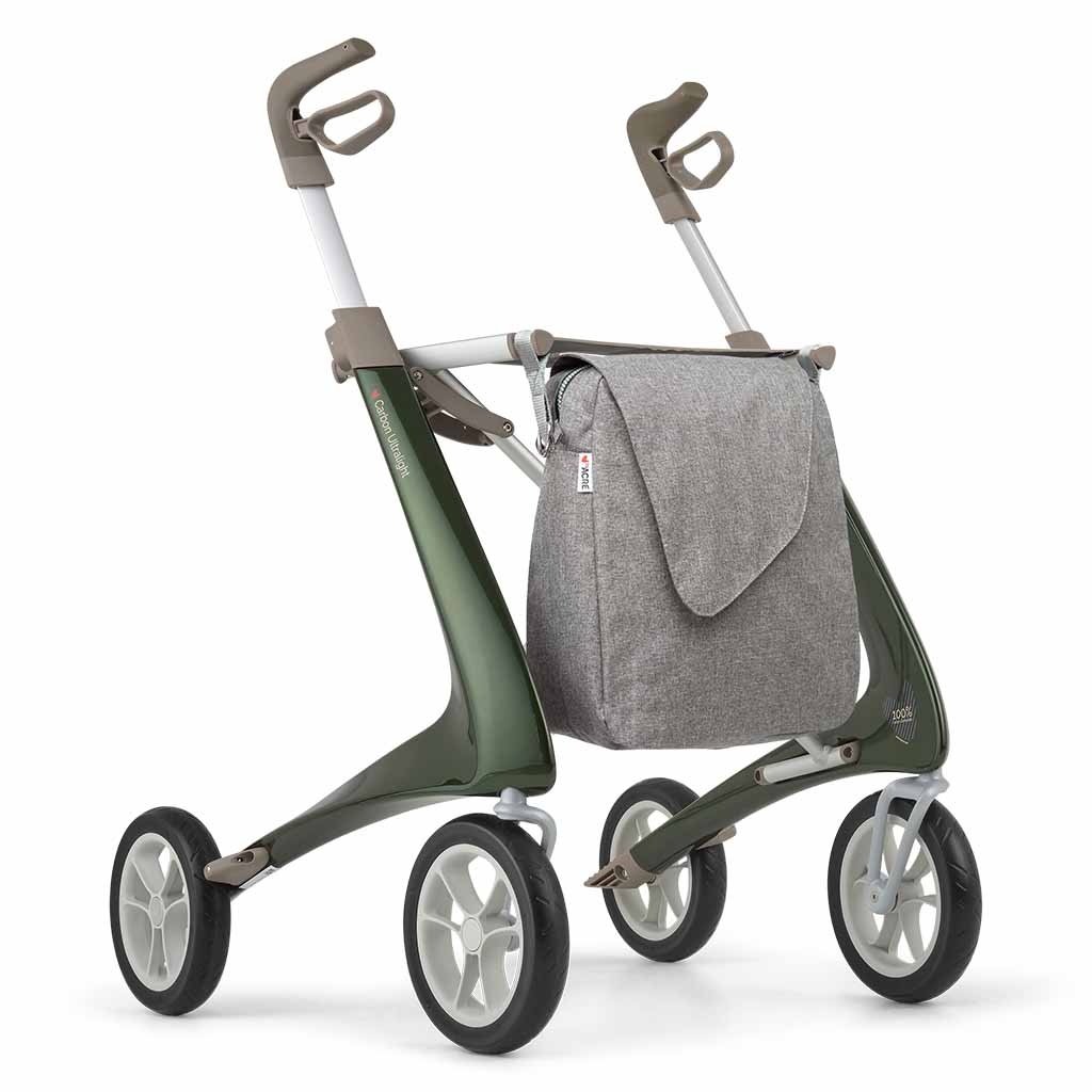 Carbon rollator Ultralight (4,8 kg) | by Acre | Kleur: Groen | Lichtgewicht | Omgekeerde handvatten | Lichtste rollator | Soft banden | byAcre afbeelding