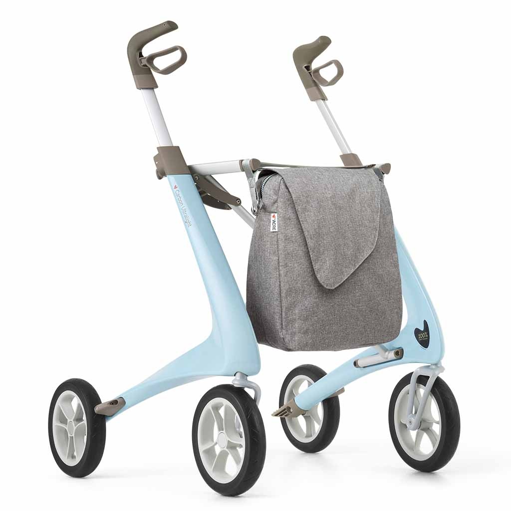 Carbon rollator Ultralight Comfort met Weekendtas (4,8 kg) | Kleur : Lichtblauw | byAcre afbeelding