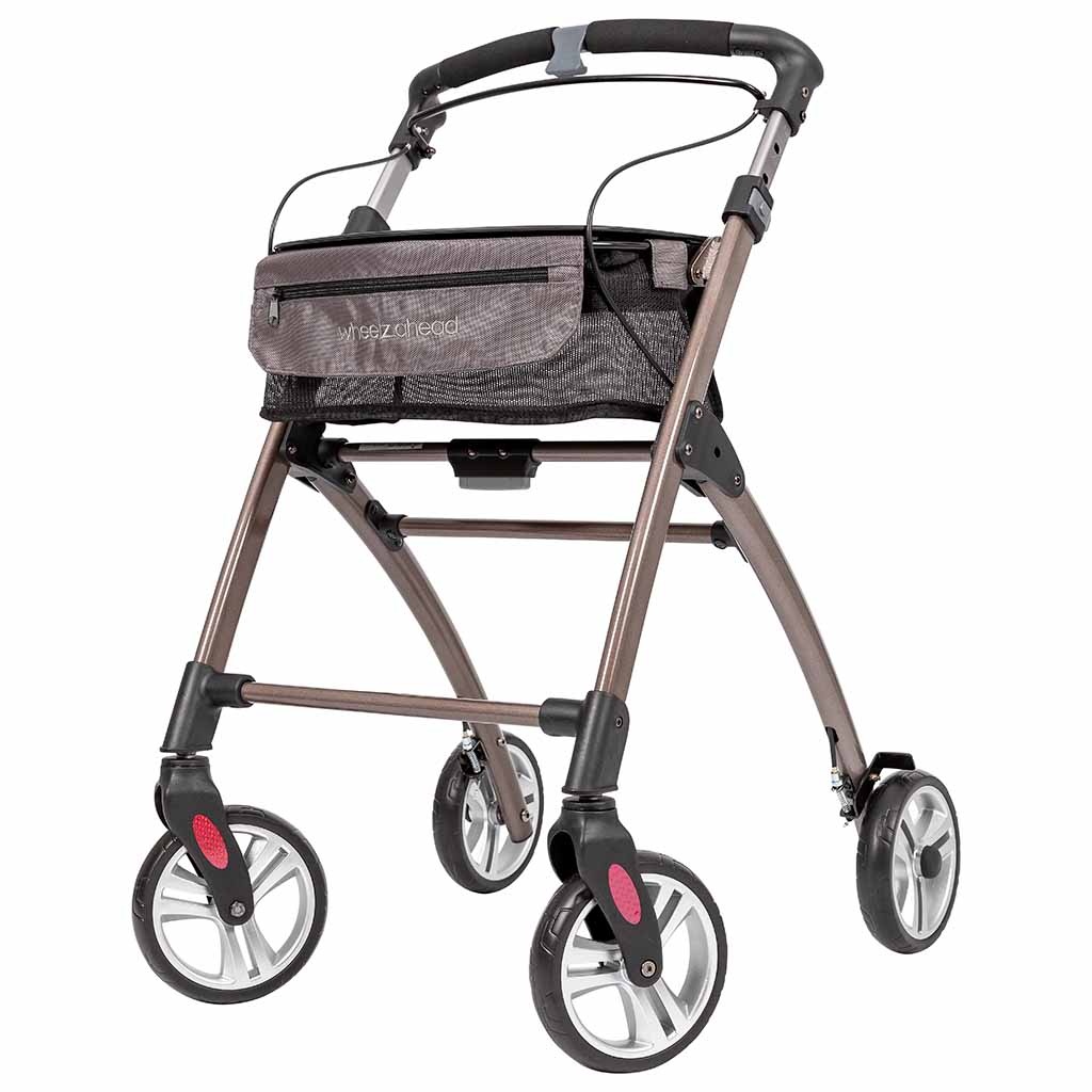 Wheelz Ahead Indoor rollator (5,7 kg) | Binnen rollator | Met dienblad en opbergnetje | Brons/Bruin | WARO004 | WheelzAhead afbeelding 1
