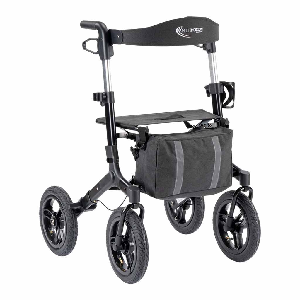 Outdoor rollator met luchtbanden | Kies uw kleur : Zwart | MultiMotion