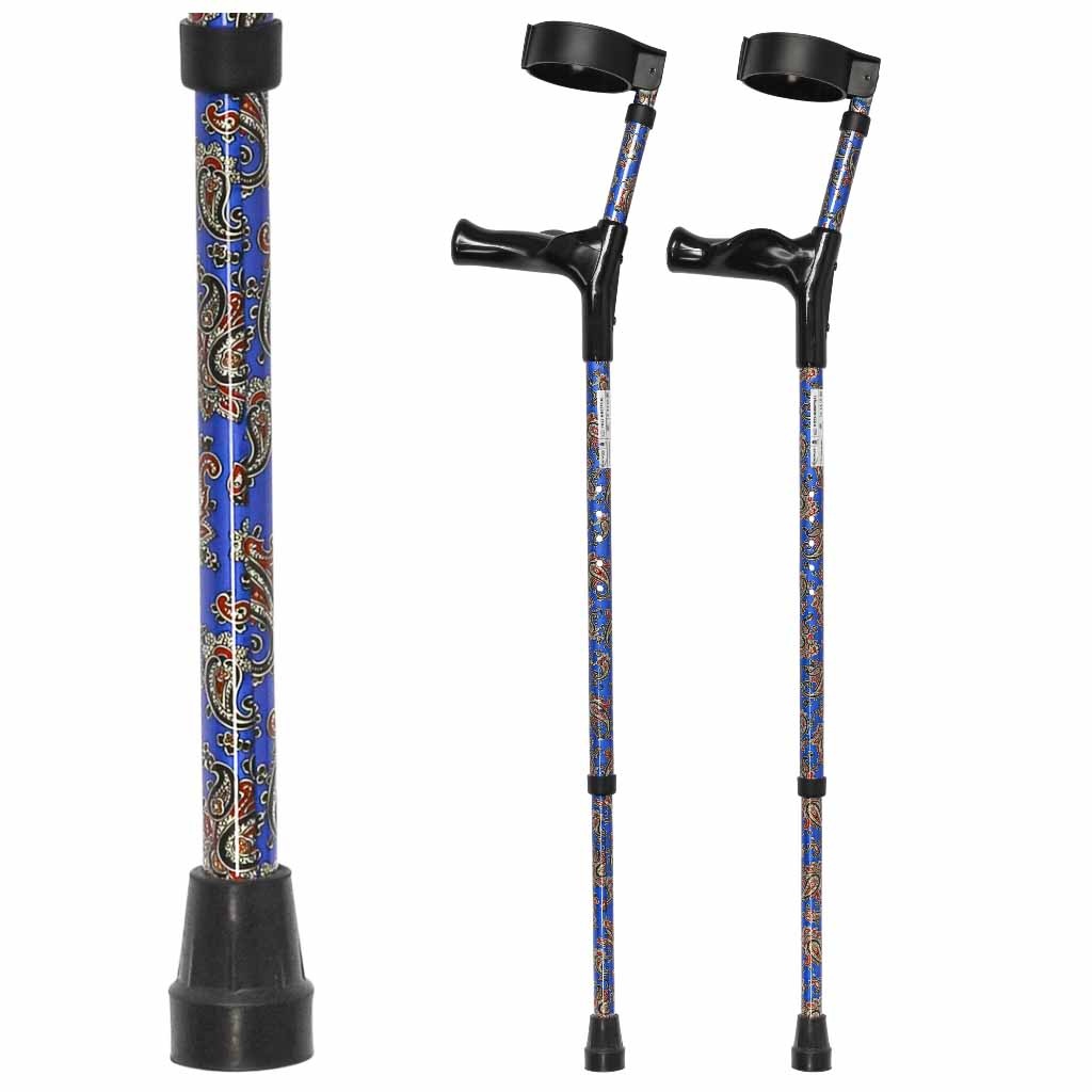 Anatomische Elleboogkrukken - Diverse Prints | Kies uw kleur : Paisley blauw afbeelding