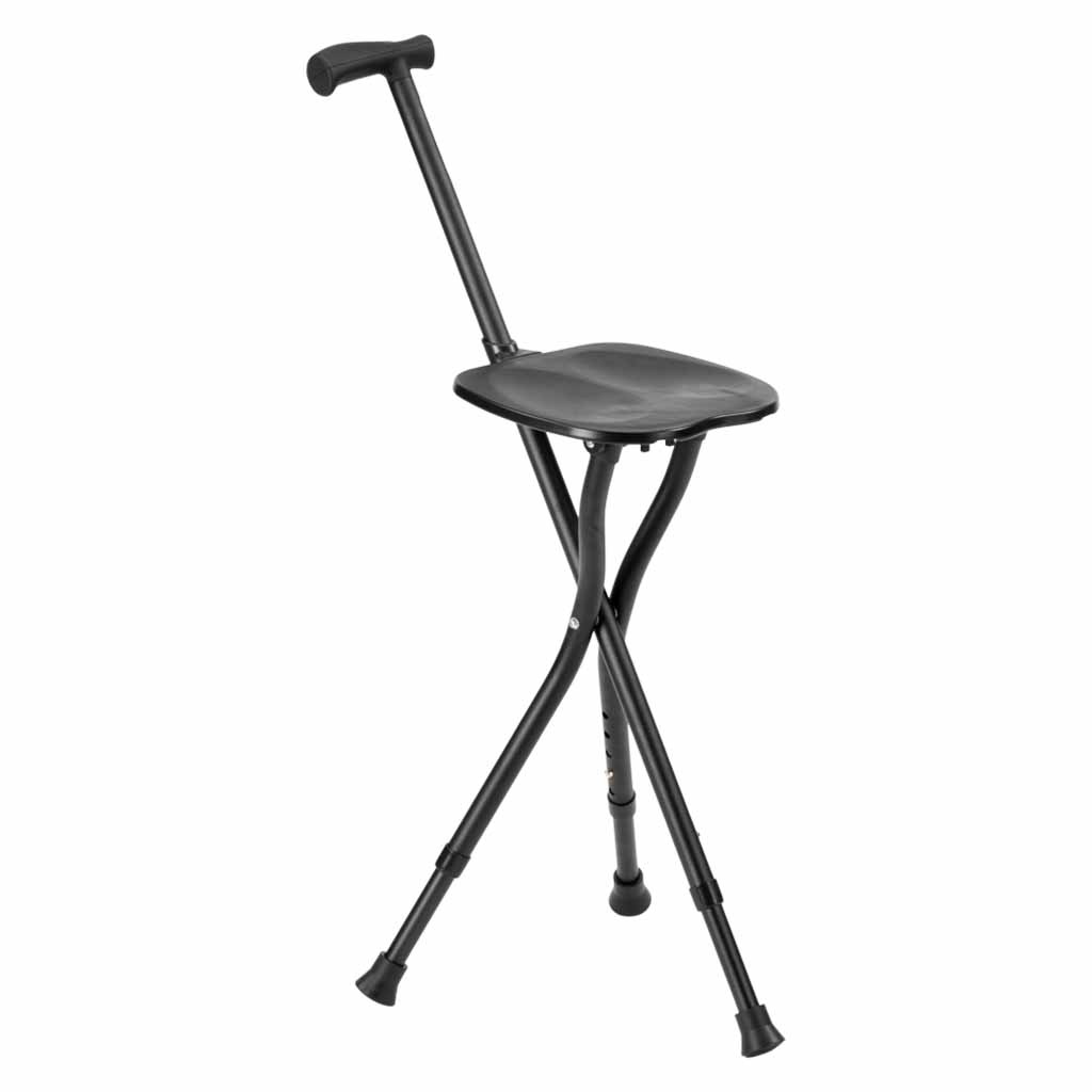 Wandelstok met zitje - Zwart