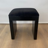 Tabouret velours - noir - verre
