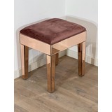 Stool velvet - rose gold - glass