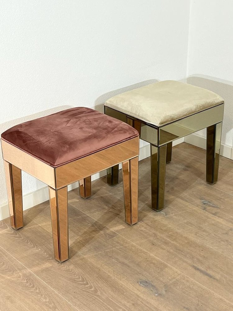 Tabouret velours - champagne gold - verre Tabouret velours - champagne gold - verre
