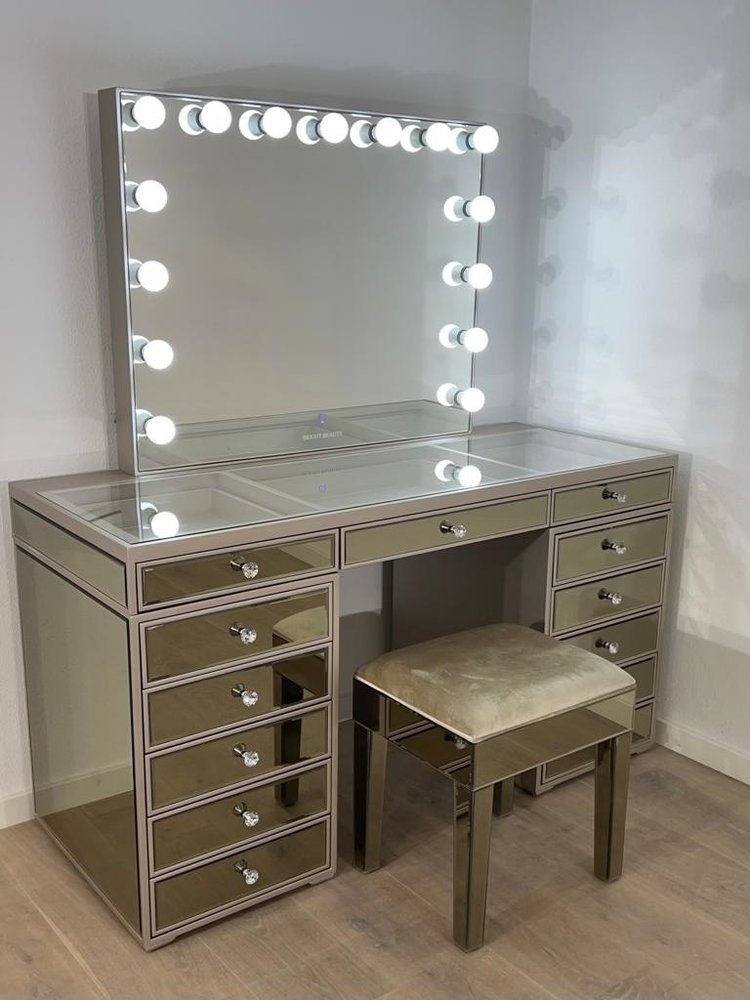 Tabouret velours - champagne gold - verre Tabouret velours - champagne gold - verre