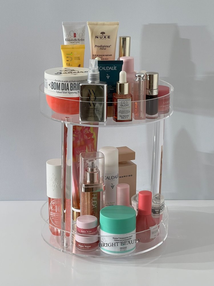 Organizador de maquillaje de piel sintética, caja de almacenamiento de  organización de maquillaje, organizador ordenado para tocador y fregadero