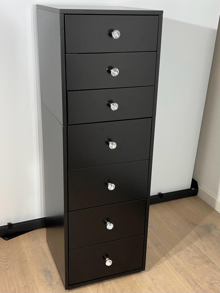 SCHMINKSCHRANK MIT 7 SCHUBLADEN SCHWARZ