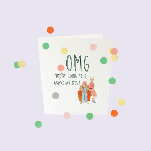 The Gift Label Confetti Cards Baby - OMG you will become grandparents The Gift Label Confetti Cards Baby - OMG you will become grandparents