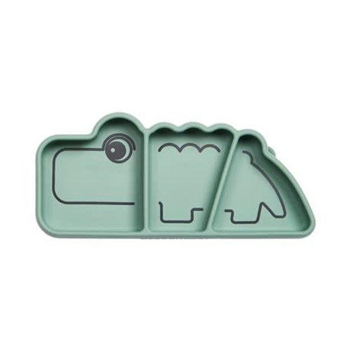 Done by Deer Silicone Stick & Stay snack plate, Croco, green Done by Deer Silicone Stick & Stay snack plate, Croco, green