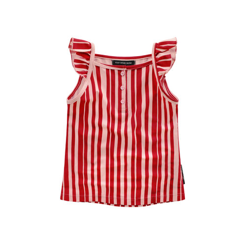 Your Wishes Pink Stripes | Ruffle Singlet Your Wishes Pink Stripes | Ruffle Singlet