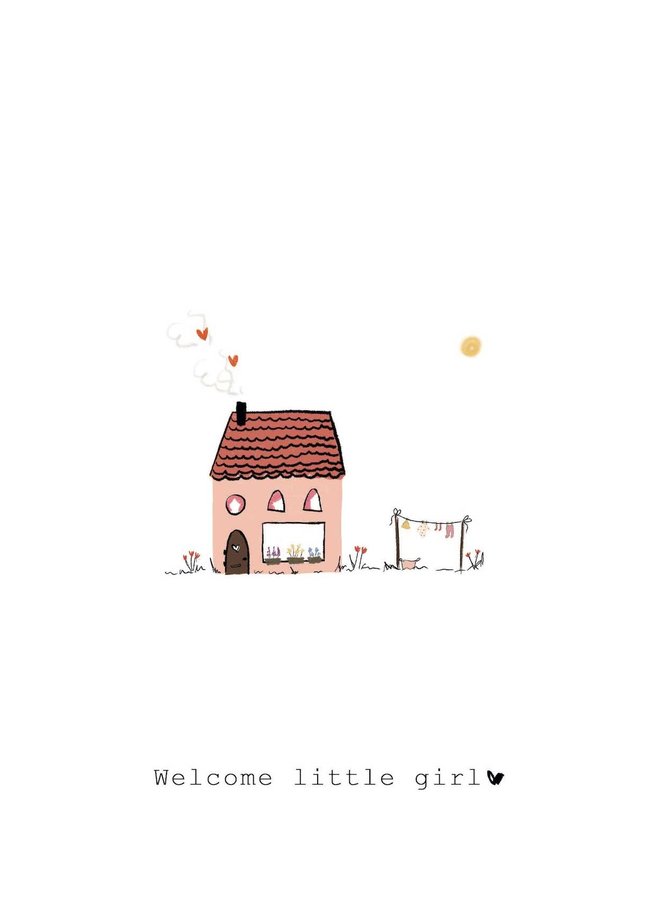 Nadine Illustraties - Kaart - Welcome Little Girl - A036