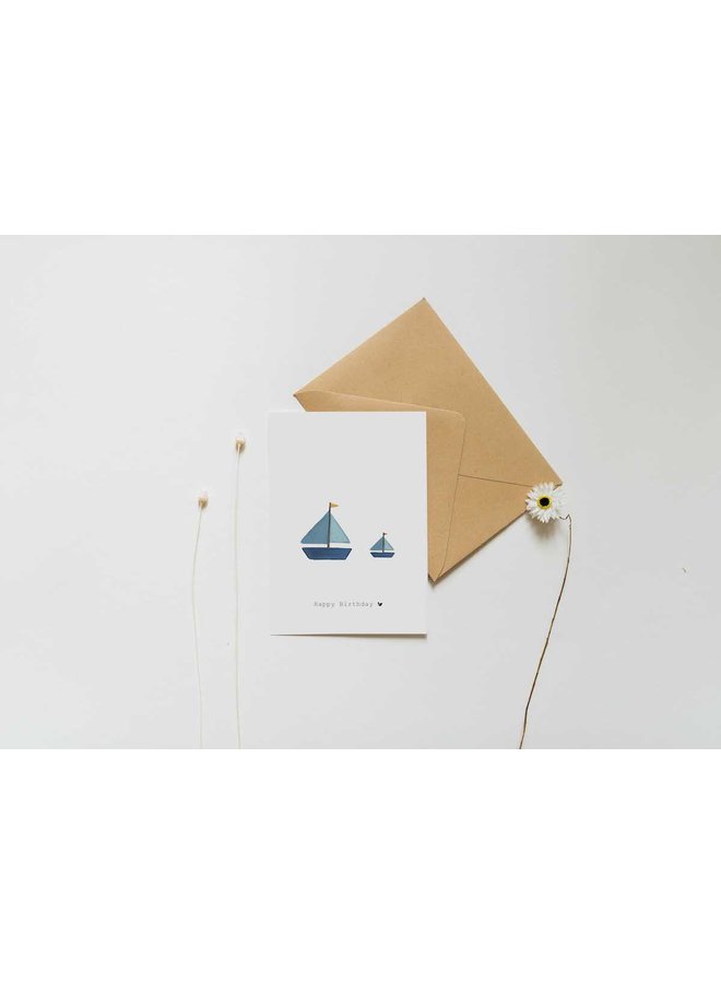 Nadine Illustraties - Kaart - Happy Birthday, boot - A0040