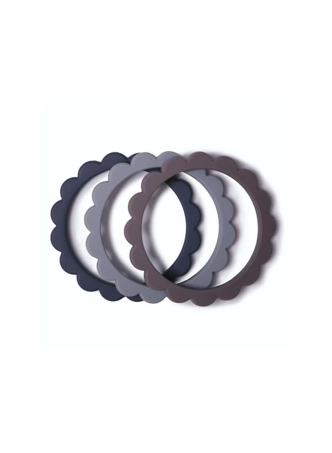 Mushie - Mushie - Flower Bracelet 3 pack - Steel/Gray/Stone