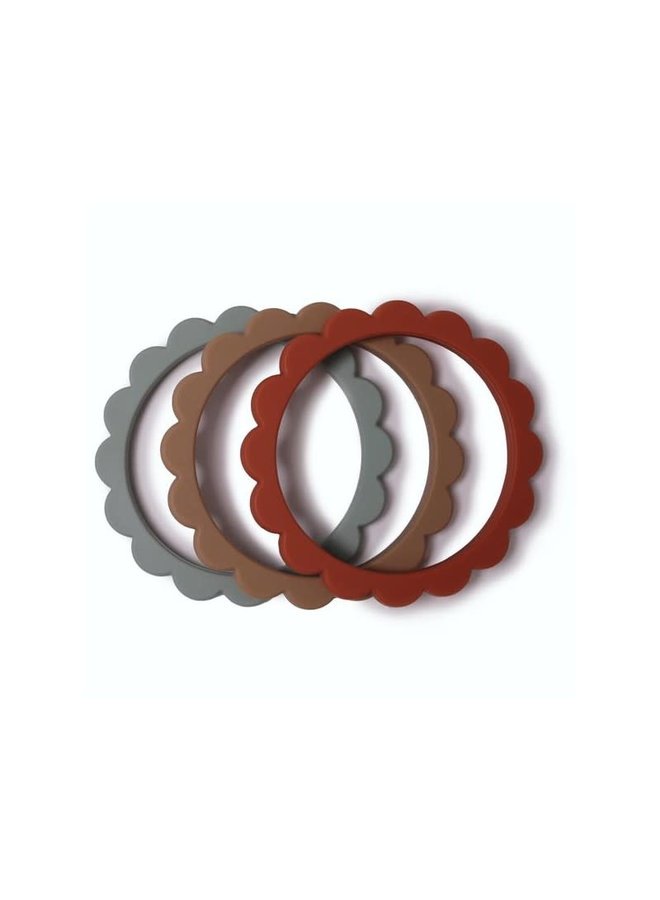 Flower Bracelet 3 pack - Cambrige blue/Clementine/Natural