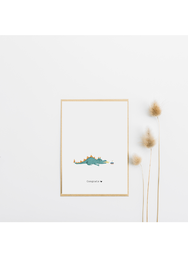 Nadine Illustraties - Kaart - Congrats – Dino - A0068