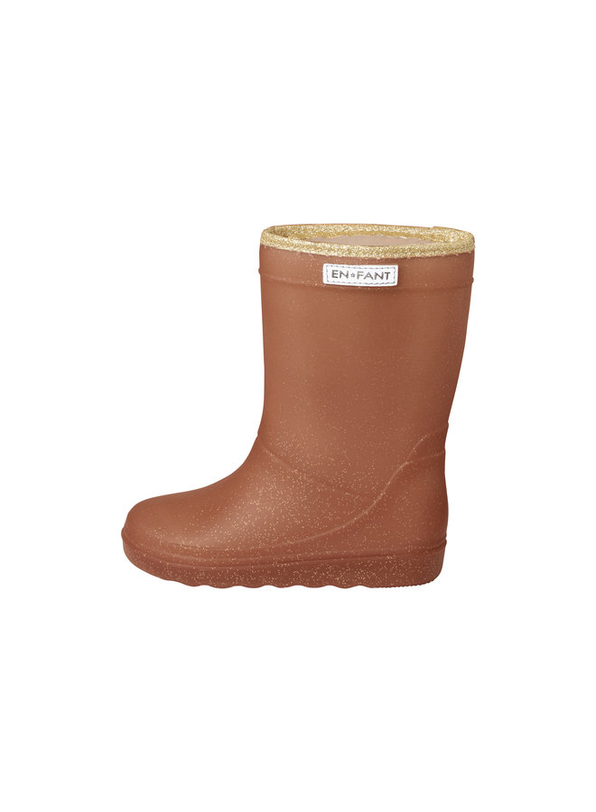 Thermo Boots Glitter - Leather Brown / Camel - Glitter - Gold Tape