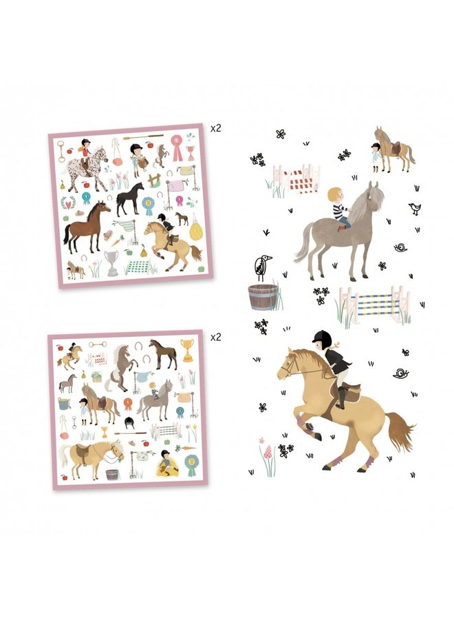 Djeco - Paper Stickers - Horses - DJ08881