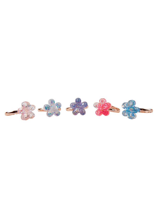 90202 Boutique shimmer flower ring set