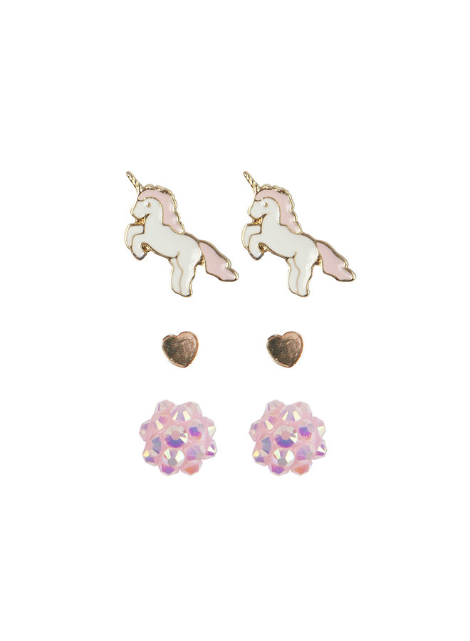 Earring Boutique - Unicorn Studded - 3pcs - 90602