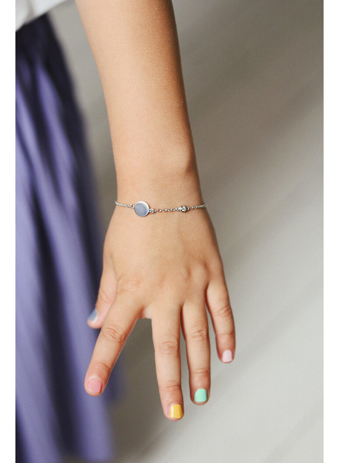Galore - Circle & Diamond Bracelet Petite Silver