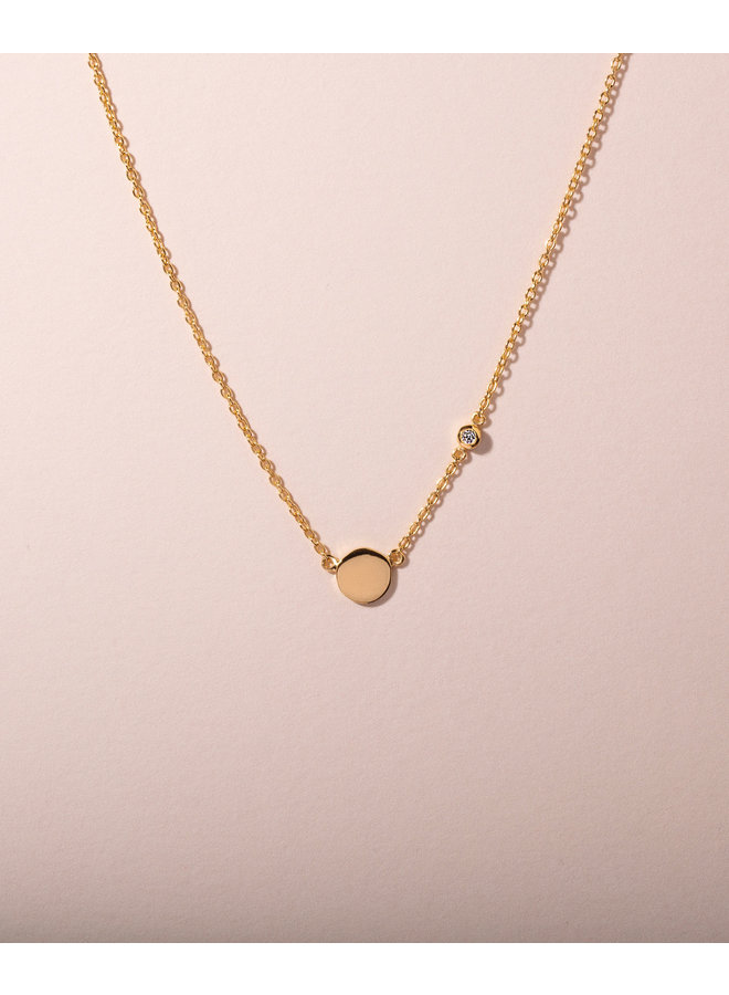 Circle & Diamond Necklace Petite Gold Plated