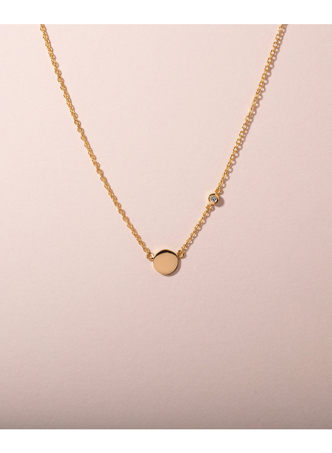 Galore - Circle & Diamond Necklace Petite Gold Plated