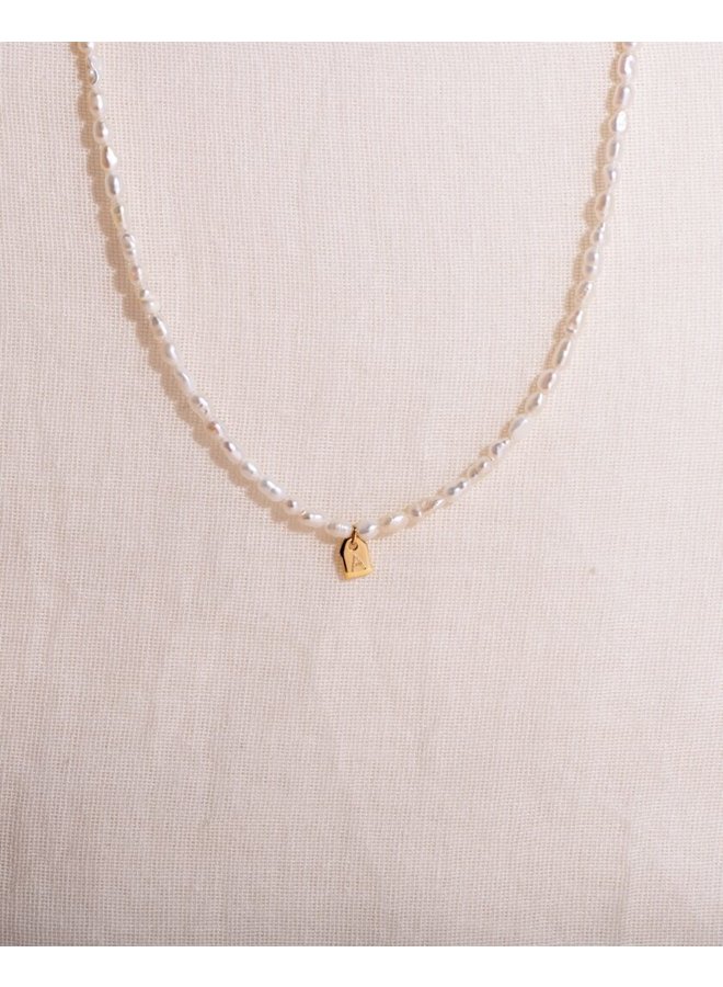 Galore - Pearl & Tag Necklace Woman Gold Plated