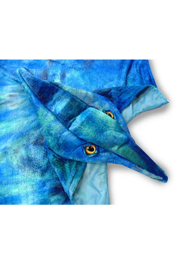 Great Pretenders - Pterodactyl Hooded Cape - Blue - 4/5Y