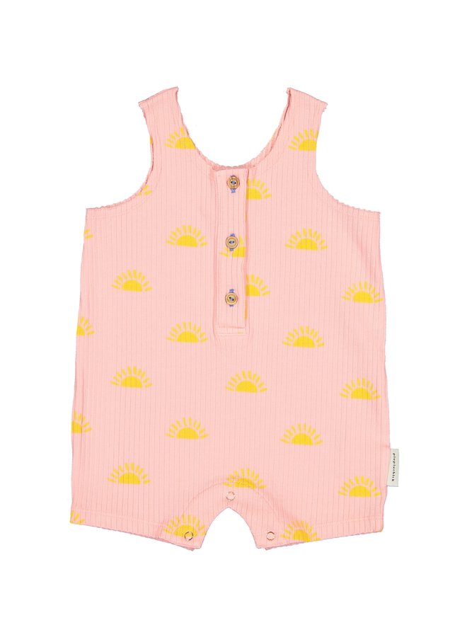 Baby Short Jumpsuit - Pink w/ Sun Allover