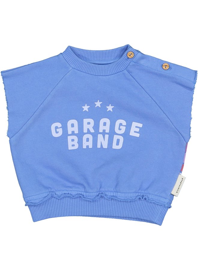Baby sleeveless sweatshirt - Blue w/ garage band print
