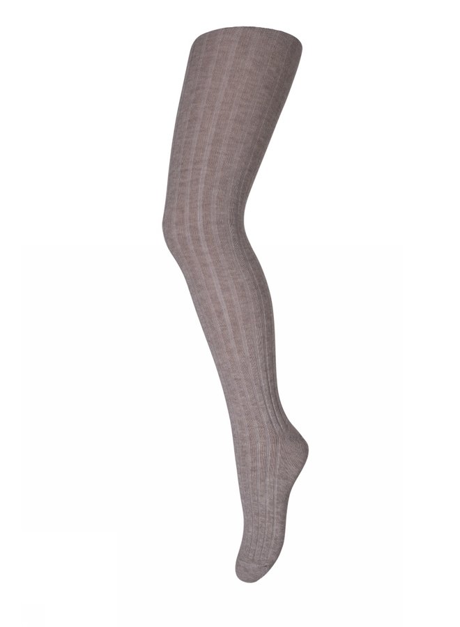 Cotton rib tights - 489 Light brown melange