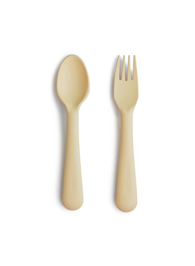 Mushie - Fork & Spoon - Pale Daffodil