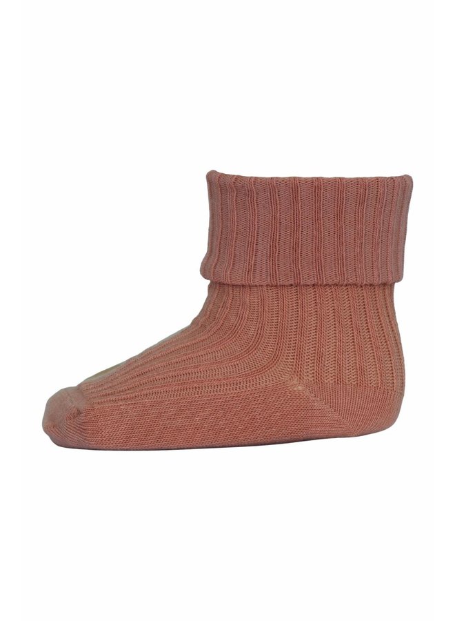 Cotton Rib Baby Socks - Copper Brown 2315