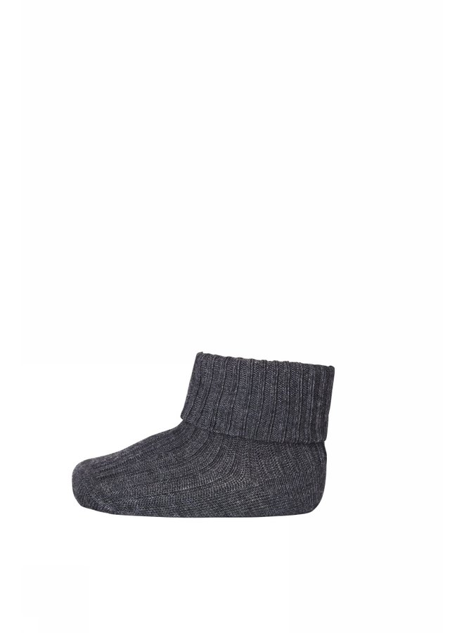 MP Denmark - Cotton Rib Baby Socks - 497 - Dark Grey Melange