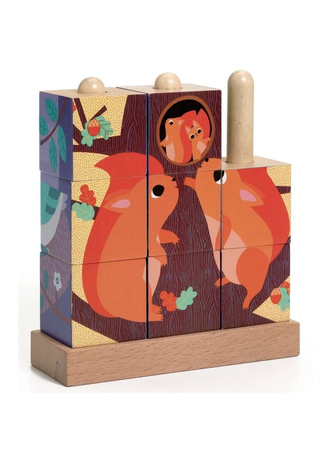 Djeco - 9 Wooden Blocs Puzzle - Puzz-up Forest - DJ01912