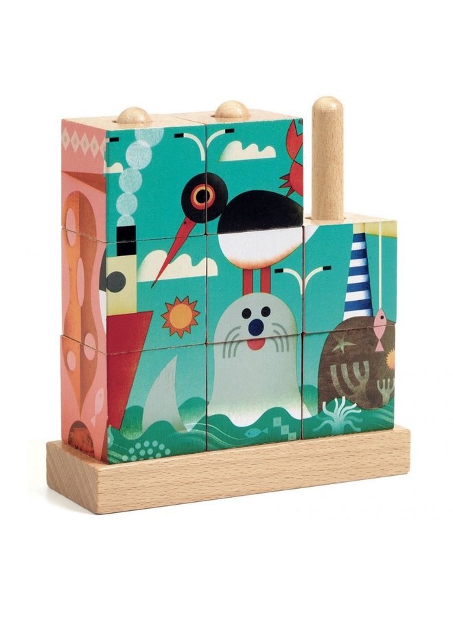 Djeco - 9 Wooden Blocs Puzzle - Puzz-up Sea - DJ01913