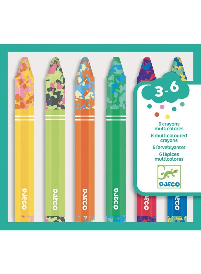 Djeco - Crayons - 6 Multicoloured Flower - DJ09006