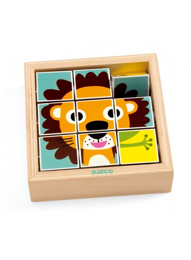 Djeco - 9 Wooden Blocs Puzzle - Tournanimo - DJ01953