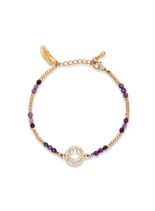 Kids Make Me Smile Bracelet Purple Gold