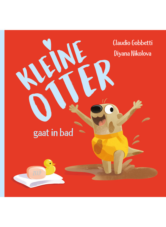 Kleine otter gaat in bad